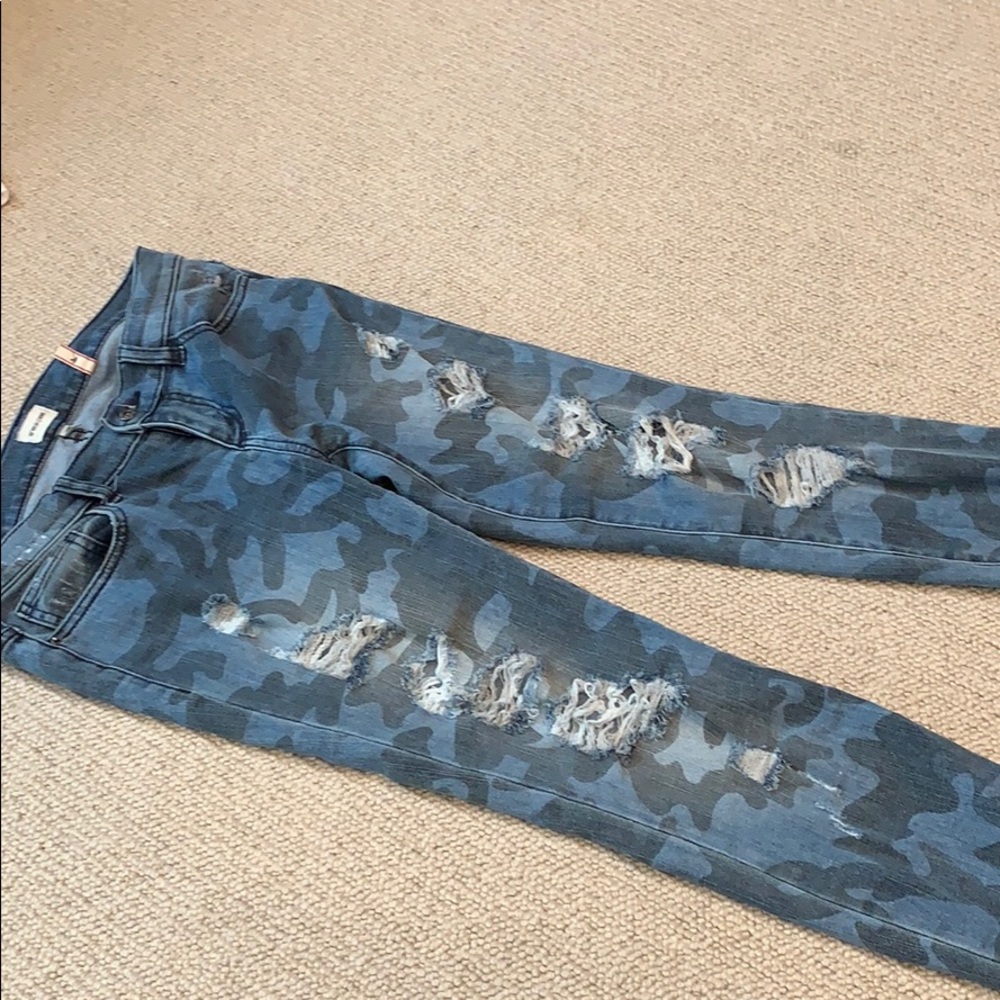 Camo tipped denim